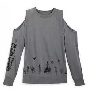 Disney Parks Womens Haunted Mansion Cold Shoulder Sweat Shirt T Size L NWOT